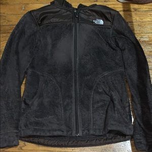 Brown furry north face sweater